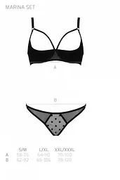 Еротичний комплект Passion MARINA SET WITH OPEN BRA, S/M, black, відкриті чашки - мініатюра 5