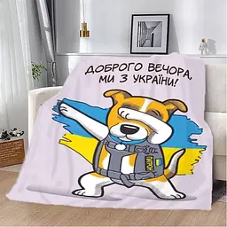 Плед патріотичний 3D Пес Патрон Доброго вечора Ми з України 20222398_B 12139 135х160 см