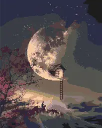 Алмазная мозаика/вышивка Лунная ночь. Пейзаж 40*50 см Оригами OD 3105