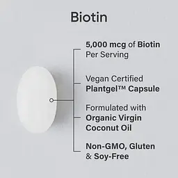 Біотин Sport Research Biotin 5000 mcg 120 veg softgels (1086-2023-10-3448) - мініатюра 3