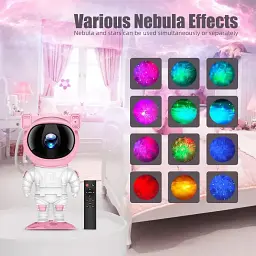 Нічник проектор AceGamer Астронавт RGB з пультом керування у вигляді зоряного неба та галактики рожевий (SKU-072) - мініатюра 3