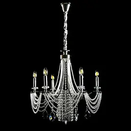 Сучасна підвісна кришталева люстра Splendid Ray L6008/6 (SILVER) - хром, 6xE14, діаметр 65 см, від 12 до 18 м2