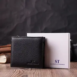 Гаманець середнього розміру з оригінальною монетницею ST Leather 22458 чорний - мініатюра 10