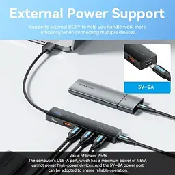 Концентратор Vention USB to 4xUSB 3.2 Gen2 + USB-C 10Gbps 0.15m black (CHOBB) - мініатюра 5