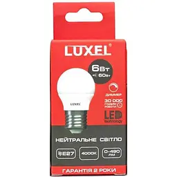 Лампа світлодіодна LUXEL 6W LED G45 E27 4000K dimmer (057-NED)