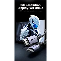 Кабель мультимедійний DisplayPort M to DisplayPort M 2.0m 16K DP118 black Ugreen (15384) - мініатюра 5