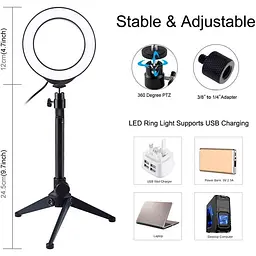 Кільцева USB LED лампа Puluz PKT3031 4.7 "+ настільний штатив - мініатюра 2