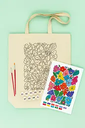 Набір екосумка-розмальовка „Funny Flowers“ бавовна 220 г/м2 38х42см ROSA Talent [CD] - мініатюра 2