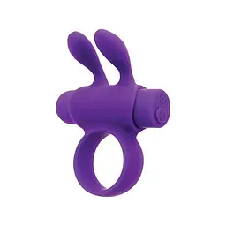 Ерекційне віброкільце S Pleasures Premium Rabbit Ring з знімною вібропулею та вушками, фіолетове - мініатюра 1