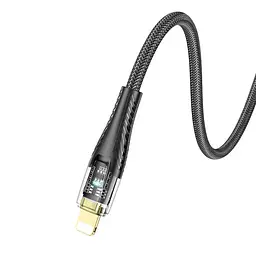 Кабель HOCO U121 золотий standard прозорий Discovery Edition charging data cable iP 1m. чорний 6942007606967 - мініатюра 4
