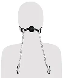 Кляп із затискачами для сосків - FFE Deluxe Ball Gag & Nipple Clamps - мініатюра 5