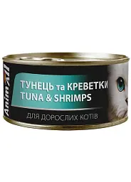 Вологий корм для котів AnimAll тунець з креветками 85г