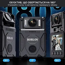 Нагрудний відеореєстратор BOBLOV M7 128GB з потужним акумулятором, поворотним об'єктивом, кут огляду 127° - мініатюра 4