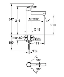 Змішувач для умивальника XL-Size Grohe Concetto 23920001 Хром - мініатюра 4