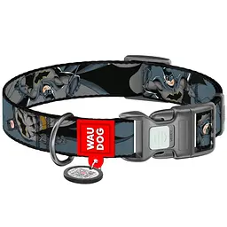 Нашийник для собак Waudog Nylon з QR паспортом Тінь Бетмена р.M 20 мм 28-40 см (281-1078)