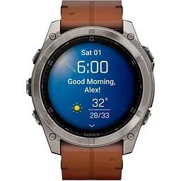 Смарт-годинник Garmin Fenix 8 AMOLED Sapphire 51mm Titanium with Chestnut Leather Band [010-02905-40] [115083] - мініатюра 2