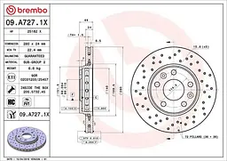 Диск гальмівний вентильований Dacia Duster, Bigster 07-25р Brembo (09.A727.1X)