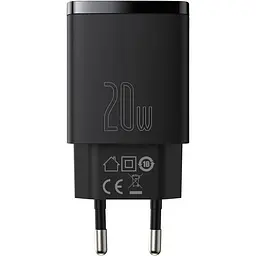 Зарядний пристрій Baseus Compact Quick Charger U+C 20W EU black (CCXJ-B01) - мініатюра 3