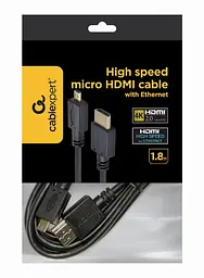 Кабель Cablexpert CC-HDMID-6 HDMI-microHDMI v.2.0 1.8м Black - мініатюра 4