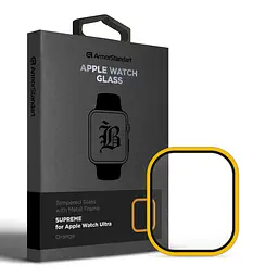 Захисне скло 3D для Apple Watch Ultra 49 мм, Orange, Supreme BI Metal Frame, з металевою рамкою, прозоре, на весь екран, олеофобне покриття, простий монтаж, не залишає слідів, ArmorStandart (ARM78300)