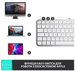 Клавіатура MX Keys Mini For Mac Wireless Illuminated Pale Grey Logitech teh0022911 - мініатюра 9