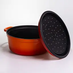 Кокотниця чавунна емальована 6 л, помаранчевий Yongkang HP-FLG-6 ORANGE - мініатюра 4