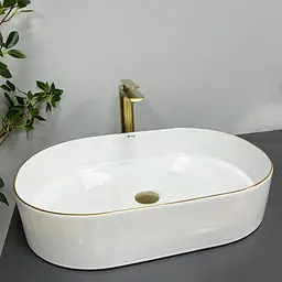 Умивальник VBI Verona 60 gold edge накладний VBI-011308, Золотий - мініатюра 2