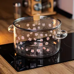 Каструля скляна Yiwu HP-34-106 з боросилікатного скла 3.5 л, діаметр 20 см, з кришкою - мініатюра 2