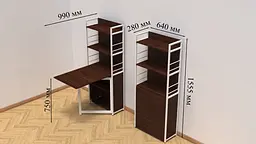 Стіл книжка з етажеркою Практик 2 Ferrum-decor 1555x640x990 Білий метал ДСП Венге Магія 16 мм (FRD-105392) - мініатюра 2