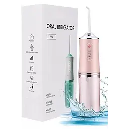 Іригатор акумуляторний Oral Irrigator S3J2 рожевий, з 3 насадками для чищення зубів - мініатюра 2