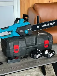 Ланцюгова акумуляторна пила з подачею мастила Chain Saw шина 40 см 16 дюймів 2500 Вт, електропила з високою автономністю 2 АКБ - мініатюра 9