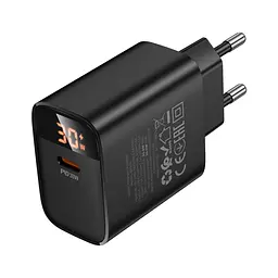 Зарядний пристрій BOROFONE BA97A Ilustre USB-C PD30W digital display Black (6941991120480) - мініатюра 3