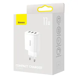 Зарядний пристрій Baseus Compact Charger 3U 17W White (CCXJ020102) - мініатюра 5