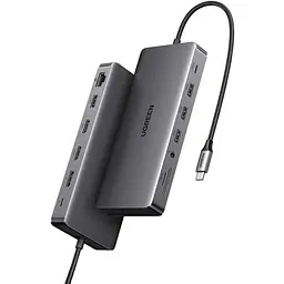 Док-станція USB3.2 Type-C --> HDMIx2,4K60Hz/4xUSB-A/2xUSB-C3.2/DP4K60Hz/RJ45/SD/TF/AUX PD 100W CM681