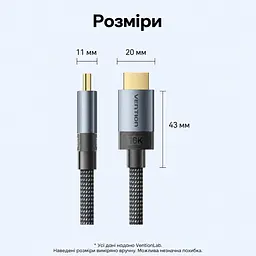 Кабель HDMI Vention ALVHG 2.2 16K 60 Гц 1,5 м сірий (ALVHG) - мініатюра 4