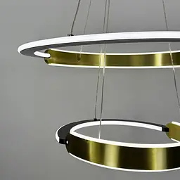 Підвісна люстра у латунно-чорному корпусі з двома кільцями Ø 60+40 см | Арт. MJ303-600+400 AB | Line F - мініатюра 3
