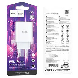 Мережевий зарядний пристрій Hoco C97A PD20W + QC3.0 charger ( EU ) Білий - мініатюра 3