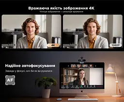 Вебкамера UGREEN CM831 USB-A 4K 30 кадрів/с і 1080p 60 кадрів/с для 4K (65381) - мініатюра 7
