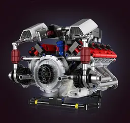 Конструктор двигун V8 Ferrari F40 LM акумуляторний мотор з додатком STEM конструктор двигуна внутрішнього згорання для дітей та дорослих, 700 деталей - мініатюра 7