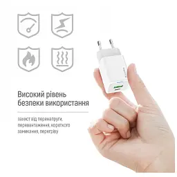 Зарядний пристрій ColorWay C101A GaN Mini 20W PD PPS USB-C + USB-A QC4.0 + cable USB-C to USB-C black (CW-CHS062PDC-WT) - миниатюра 12