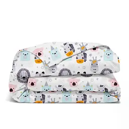 Дитяча постільна білизна в ліжечко SAFARI ANIMALS CS12, рожевий (AnimalsFaceRoseGrey_40Rose_140) - мініатюра 4