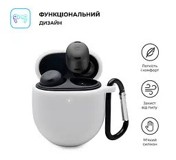 Силіконовий чохол для навушників Google Pixel Buds Pro, Hang Case, білий, ультратонкий захисний кейс товщиною 2 мм, захист від подряпин, пилу та ударів, компактний, з карабіном для кріплення, ArmorStandart (ARM75406) - мініатюра 2