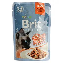 Вологий корм для дорослих котів Brit Premium Cat Turkey Fillets Gravy філе індички в соусі 85 г - мініатюра 2