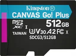 Карта памяти KINGSTON microSDXC Canvas Go Plus 512Gb Class 10 UHS-1 А2 V30 [SDCG3/512GB] + SD адаптер [53297] - мініатюра 5