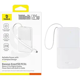 Зовнішній акумулятор Baseus EnerFill FC51 Bipow2 Pro 10000mAh 22.5W White (E0027601) [152249] - мініатюра 3