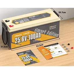 Акумулятор Power Queen LiFePO4 Smart BT 24V (25.6V/100Ah/2560Wh) (P24V100-100-BASIC-BT-8-A1) [123740] - мініатюра 4