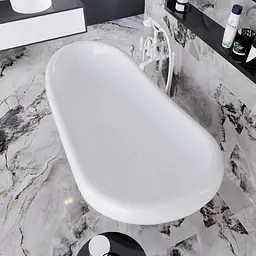 Ванна окремостояча матова Amidicon Symphony 167x78 чорна з литого каменю білі ніжки SYMFONIYA_167_BLACK_MAT, Чорний матовий - мініатюра 3
