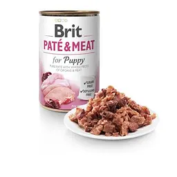 Вологий корм Brit Care Pate & Meat для цуценят, з куркою та індичкою, 400 г - мініатюра 2