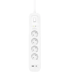 Мережевий фільтр-подовжувач Belkin Surge Protections SRB001VF2M-V2 White, 2 м, 4хТип F, 3x1.5мм кв, 16 А, USB-A/USB-C 18 Вт - мініатюра 3