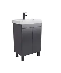 Тумба Мойдодир Simple Graphite 55-U з умивальником River 55 графітова універсальна Графіт - мініатюра 2